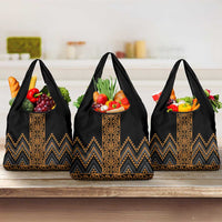 Gold Aotearoa Mangopare Kowhaiwhai and Niho Taniwha Grocery Bag Maori New Zealand LT14 3-pack One Size Gold - Polynesian Pride
