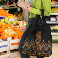 Gold Aotearoa Mangopare Kowhaiwhai and Niho Taniwha Grocery Bag Maori New Zealand LT14 - Polynesian Pride