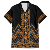 Gold Aotearoa Mangopare Kowhaiwhai and Niho Taniwha Hawaiian Shirt Maori New Zealand LT14 Gold - Polynesian Pride
