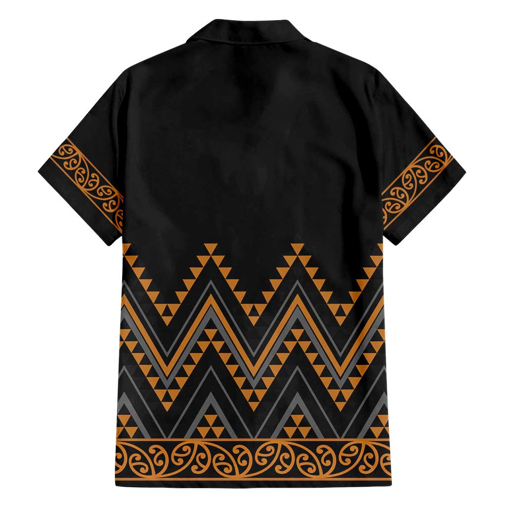 Gold Aotearoa Mangopare Kowhaiwhai and Niho Taniwha Hawaiian Shirt Maori New Zealand LT14 - Polynesian Pride