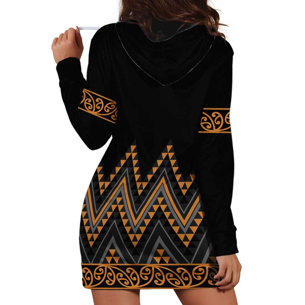 Gold Aotearoa Mangopare Kowhaiwhai and Niho Taniwha Hoodie Dress Maori New Zealand LT14 - Polynesian Pride