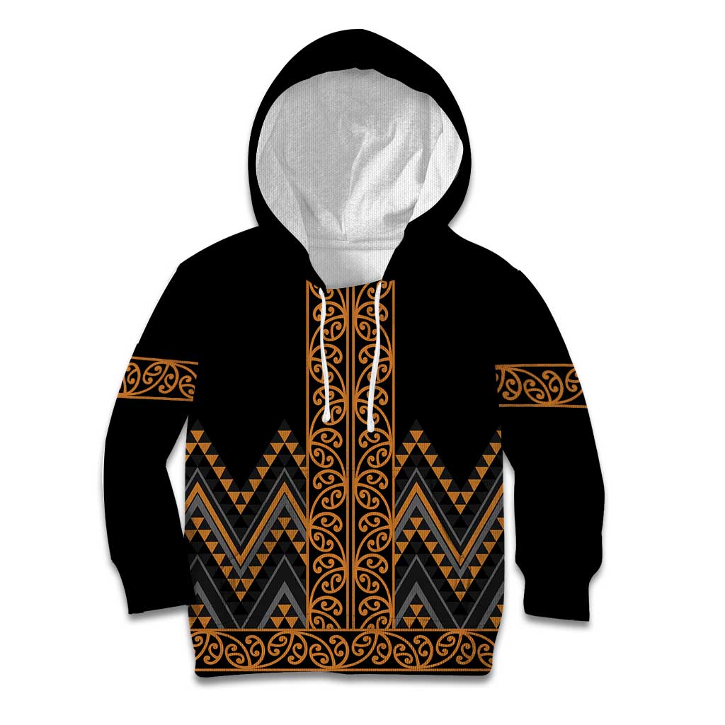 Gold Aotearoa Mangopare Kowhaiwhai and Niho Taniwha Kid Hoodie Maori New Zealand LT14 Hoodie Gold - Polynesian Pride