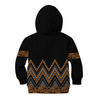Gold Aotearoa Mangopare Kowhaiwhai and Niho Taniwha Kid Hoodie Maori New Zealand LT14 - Polynesian Pride