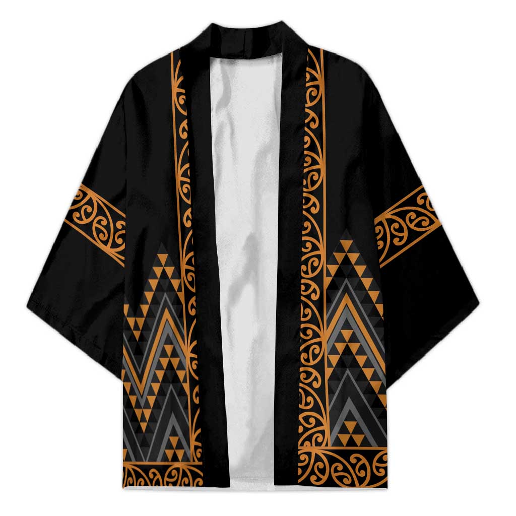 Gold Aotearoa Mangopare Kowhaiwhai Niho Taniwha Kimono Maori New Zealand LT14 Unisex Gold - Polynesian Pride
