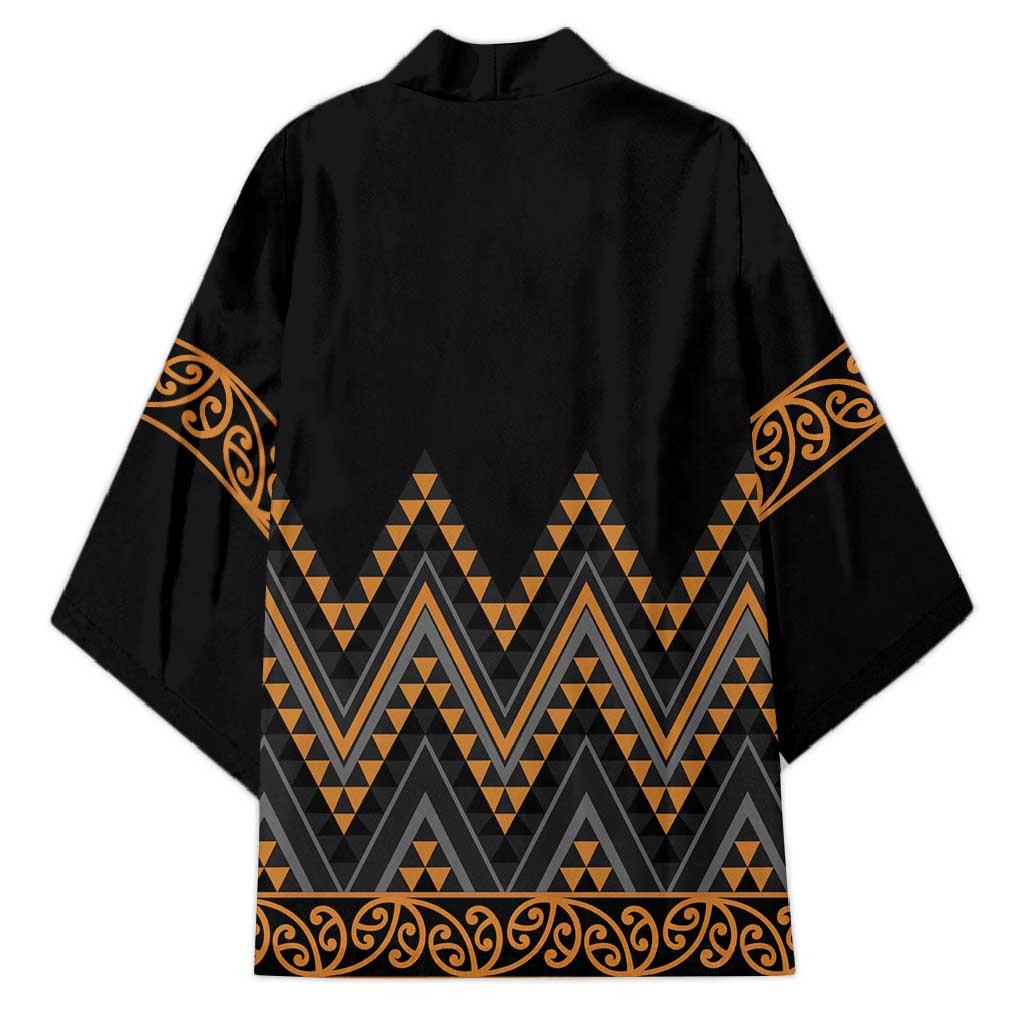 Gold Aotearoa Mangopare Kowhaiwhai Niho Taniwha Kimono Maori New Zealand LT14 - Polynesian Pride