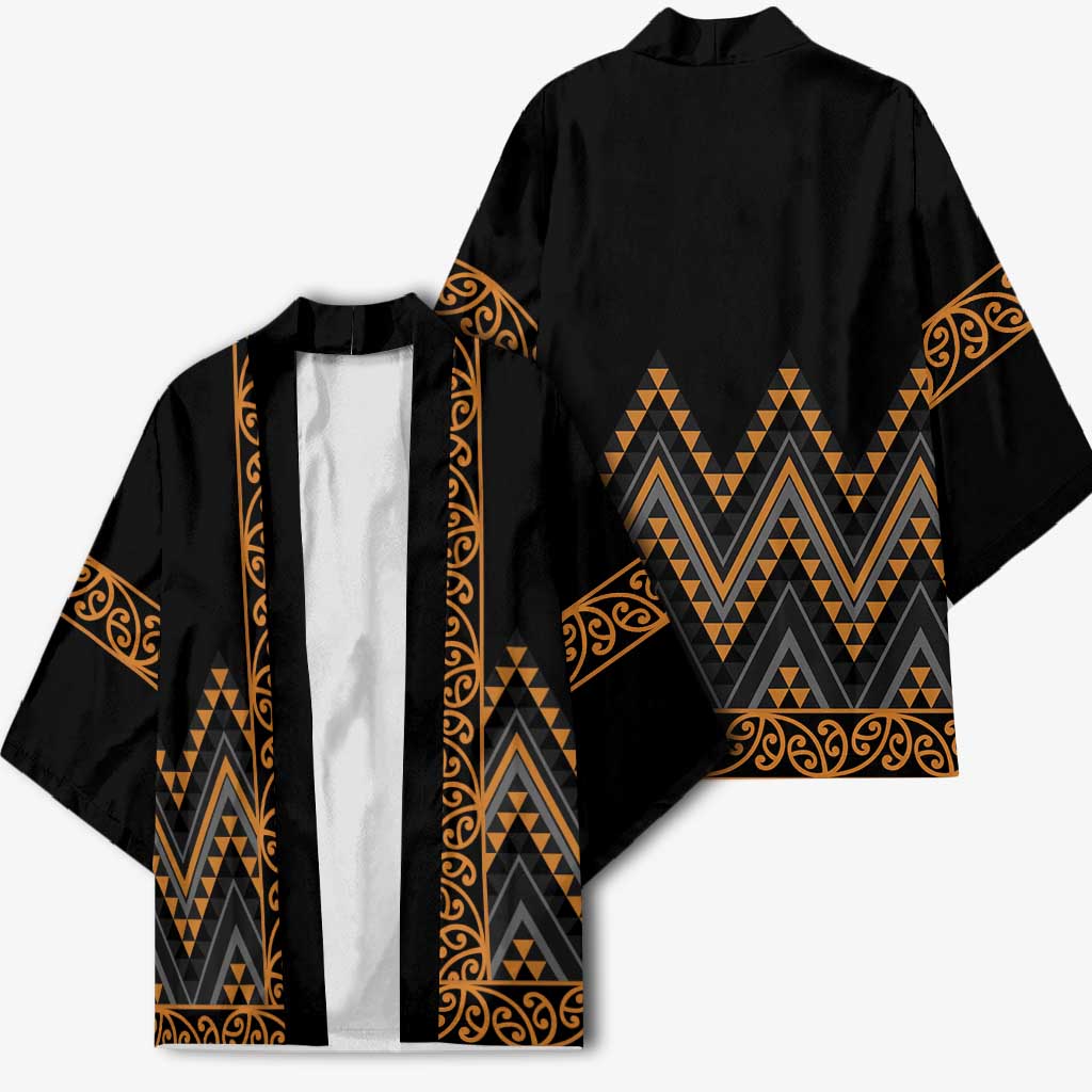 Gold Aotearoa Mangopare Kowhaiwhai Niho Taniwha Kimono Maori New Zealand LT14 - Polynesian Pride