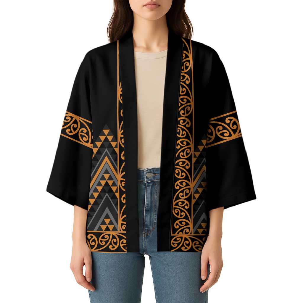 Gold Aotearoa Mangopare Kowhaiwhai Niho Taniwha Kimono Maori New Zealand LT14 - Polynesian Pride