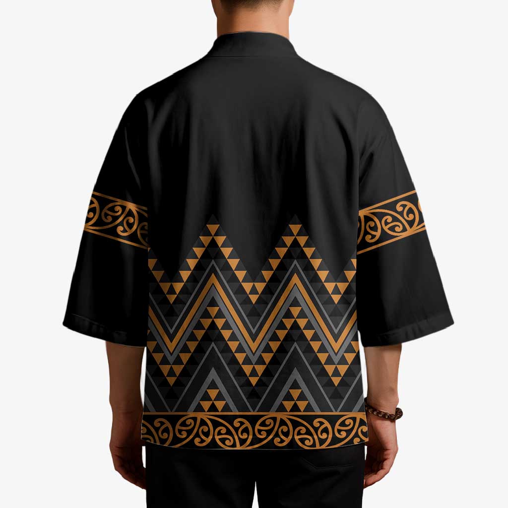 Gold Aotearoa Mangopare Kowhaiwhai Niho Taniwha Kimono Maori New Zealand LT14 - Polynesian Pride