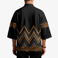 Gold Aotearoa Mangopare Kowhaiwhai Niho Taniwha Kimono Maori New Zealand LT14 - Polynesian Pride