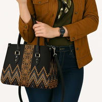 Gold Aotearoa Mangopare Kowhaiwhai Niho Taniwha Leather Bag Maori New Zealand LT14 - Polynesian Pride