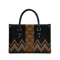 Gold Aotearoa Mangopare Kowhaiwhai Niho Taniwha Leather Bag Maori New Zealand LT14 - Polynesian Pride