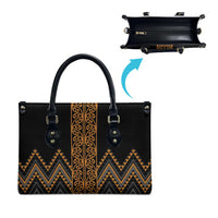 Gold Aotearoa Mangopare Kowhaiwhai Niho Taniwha Leather Bag Maori New Zealand LT14 - Polynesian Pride