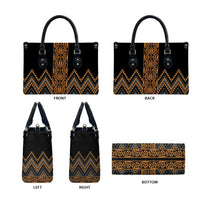 Gold Aotearoa Mangopare Kowhaiwhai Niho Taniwha Leather Bag Maori New Zealand LT14 - Polynesian Pride