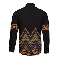 Gold Aotearoa Mangopare Kowhaiwhai and Niho Taniwha Long Sleeve Button Shirt Maori New Zealand LT14 - Polynesian Pride