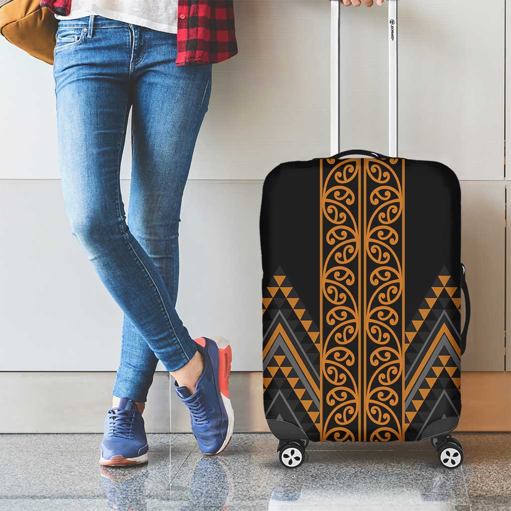 Gold Aotearoa Mangopare Kowhaiwhai and Niho Taniwha Luggage Cover Maori New Zealand LT14 - Polynesian Pride