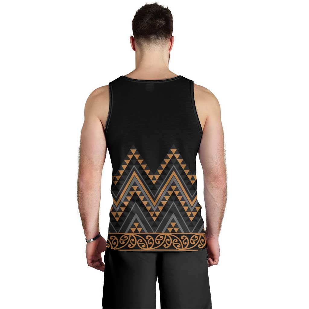 Gold Aotearoa Mangopare Kowhaiwhai and Niho Taniwha Men Tank Top Maori New Zealand LT14 - Polynesian Pride