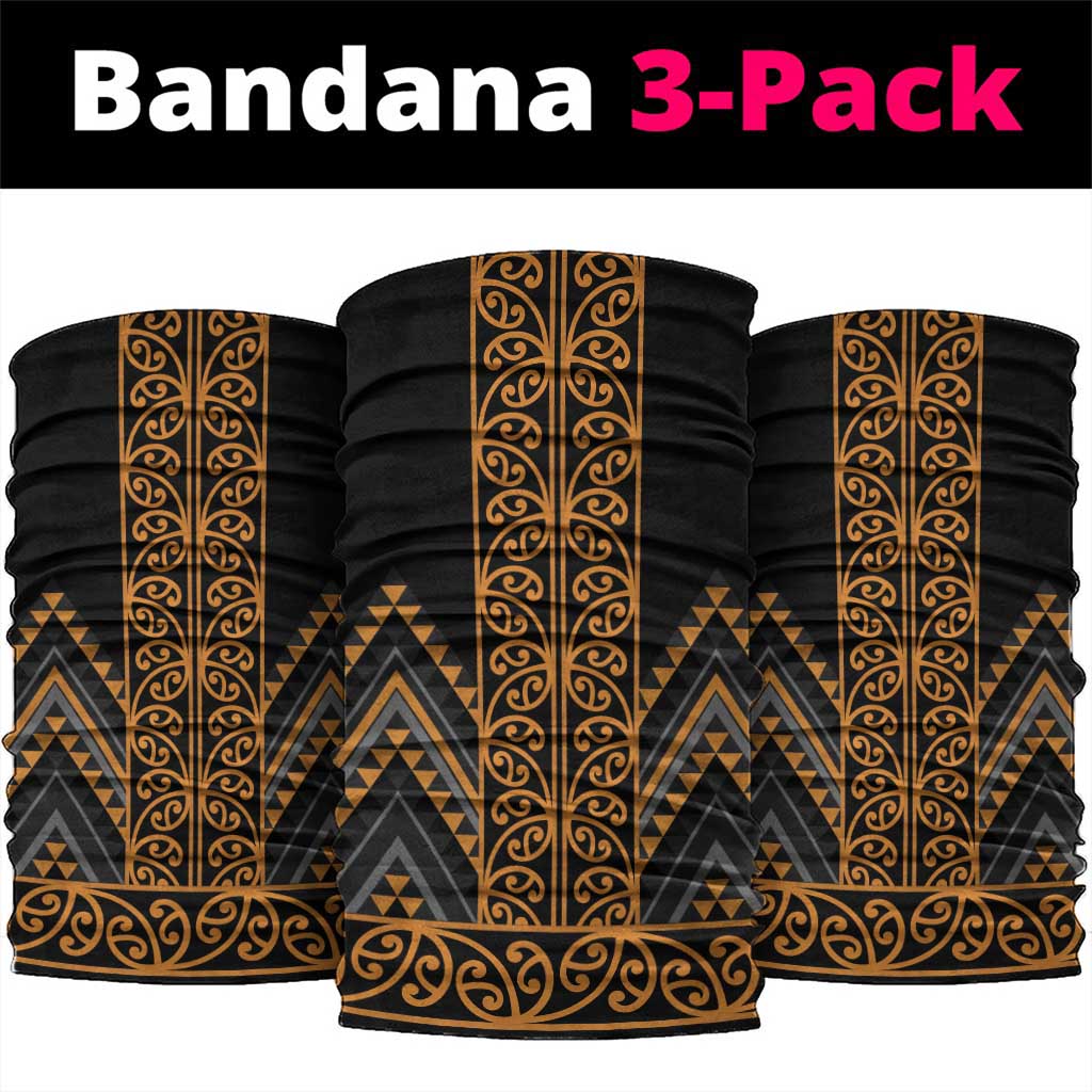 Gold Aotearoa Mangopare Kowhaiwhai Niho Taniwha Neck Gaiter Maori New Zealand LT14 package One Size: 25*50cm Gold - Polynesian Pride