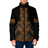 Gold Aotearoa Mangopare Kowhaiwhai Niho Taniwha Padded Jacket Maori New Zealand LT14 Men Gold - Polynesian Pride