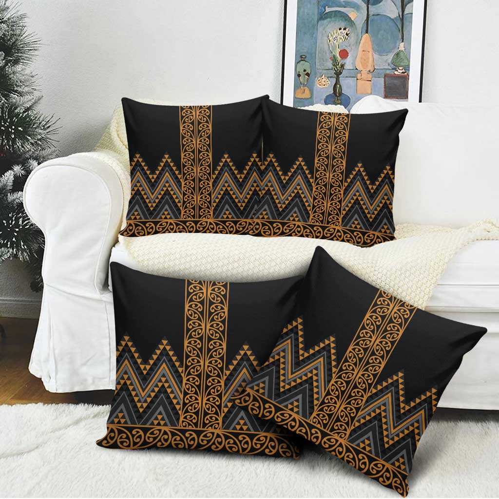 Gold Aotearoa Mangopare Kowhaiwhai Niho Taniwha Pillow Cover Maori New Zealand LT14 - Polynesian Pride
