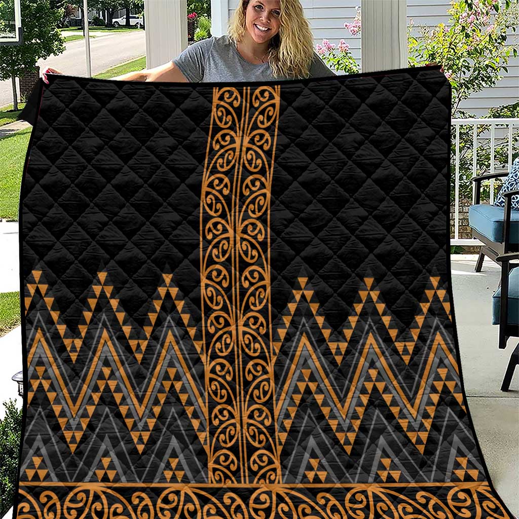 Gold Aotearoa Mangopare Kowhaiwhai and Niho Taniwha Quilt Maori New Zealand LT14 Gold - Polynesian Pride