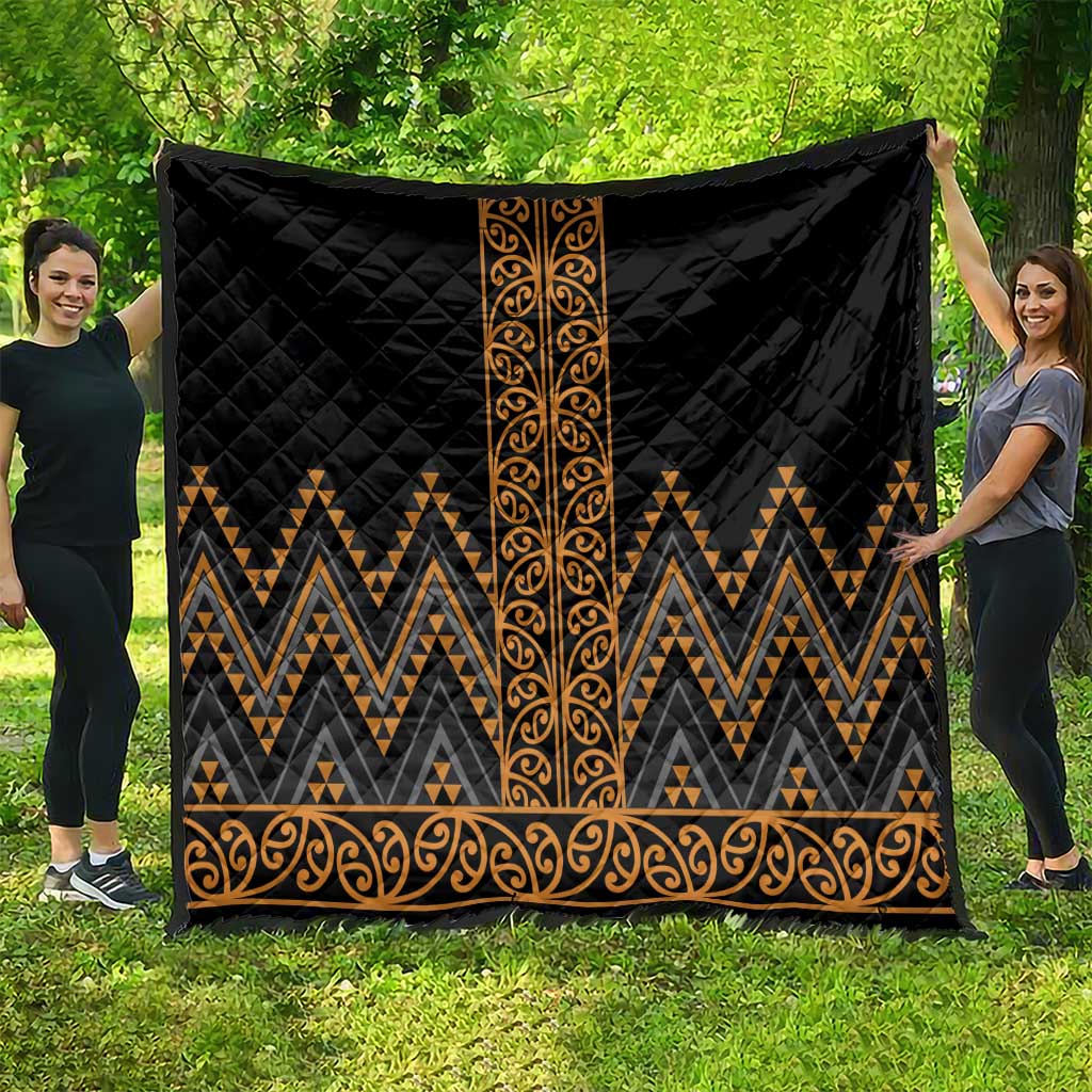 Gold Aotearoa Mangopare Kowhaiwhai and Niho Taniwha Quilt Maori New Zealand LT14 - Polynesian Pride