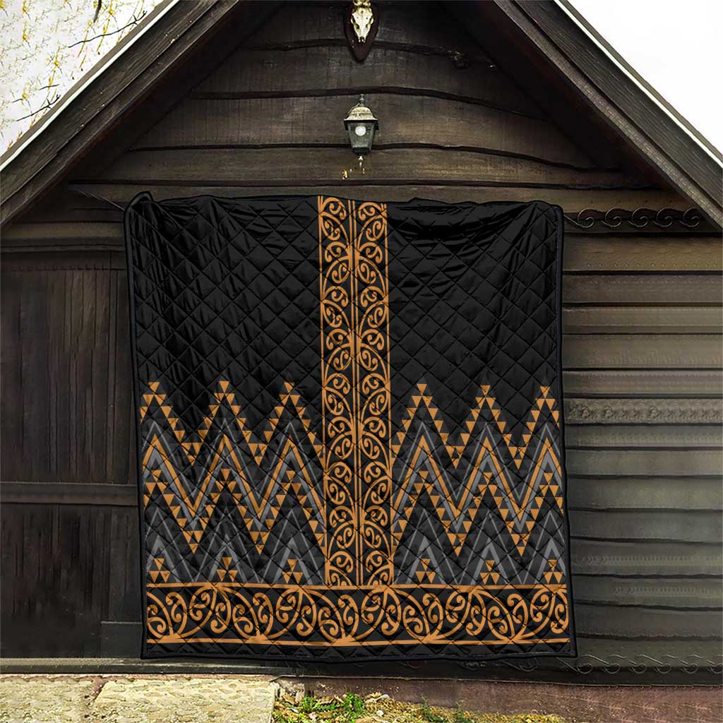 Gold Aotearoa Mangopare Kowhaiwhai and Niho Taniwha Quilt Maori New Zealand LT14 - Polynesian Pride