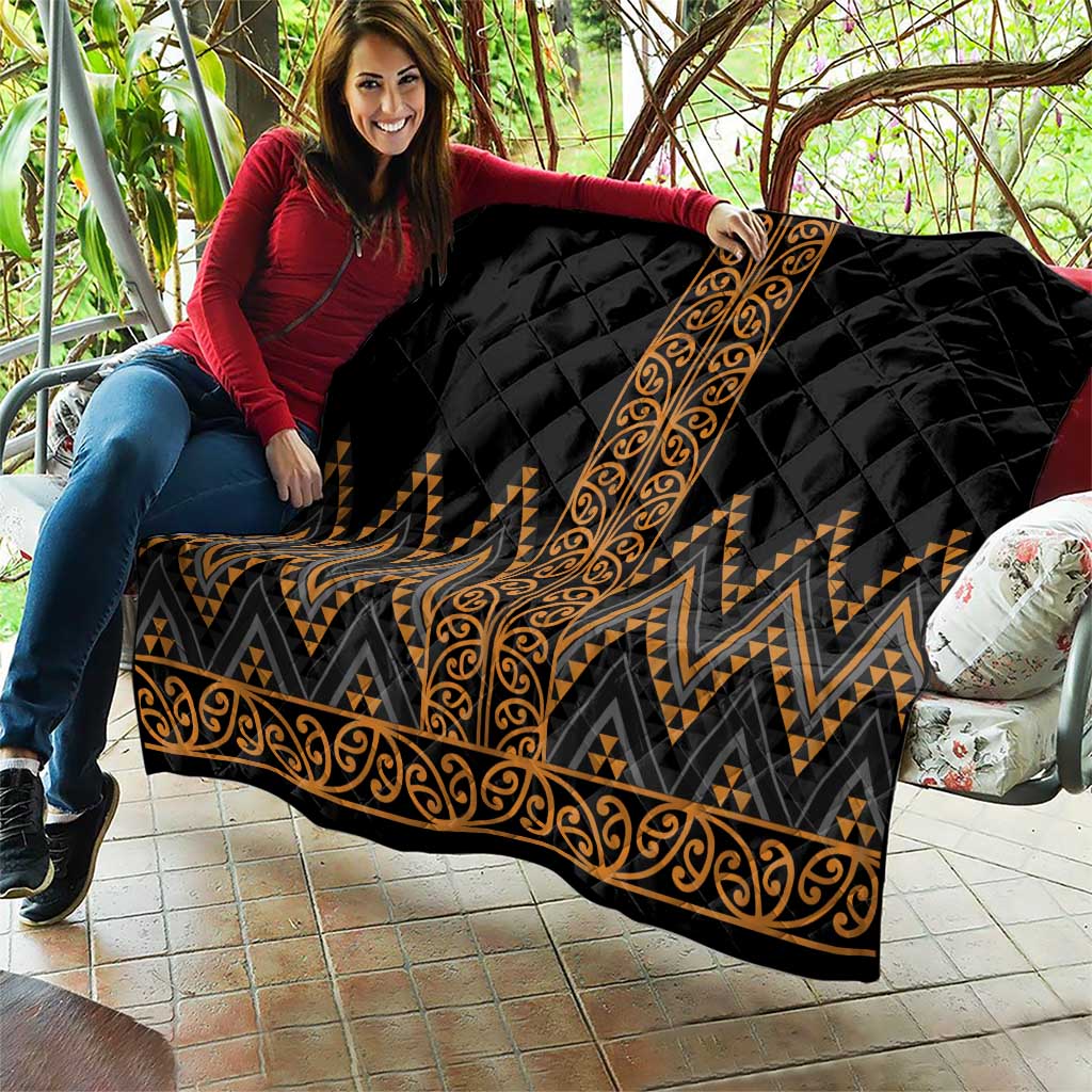 Gold Aotearoa Mangopare Kowhaiwhai and Niho Taniwha Quilt Maori New Zealand LT14 - Polynesian Pride