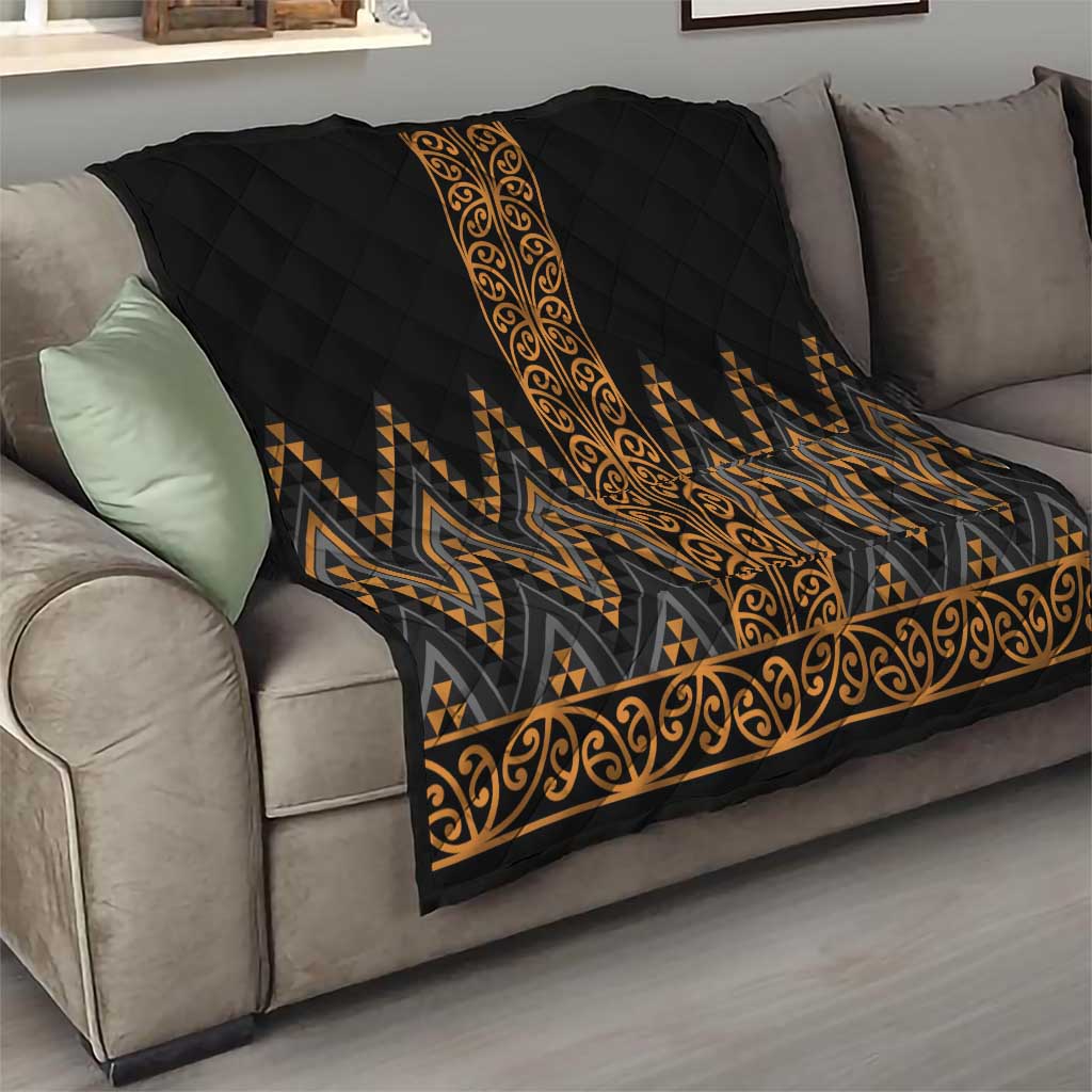 Gold Aotearoa Mangopare Kowhaiwhai and Niho Taniwha Quilt Maori New Zealand LT14 - Polynesian Pride
