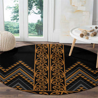 Gold Aotearoa Mangopare Kowhaiwhai and Niho Taniwha Round Carpet Maori New Zealand LT14 - Polynesian Pride