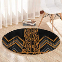 Gold Aotearoa Mangopare Kowhaiwhai and Niho Taniwha Round Carpet Maori New Zealand LT14 - Polynesian Pride
