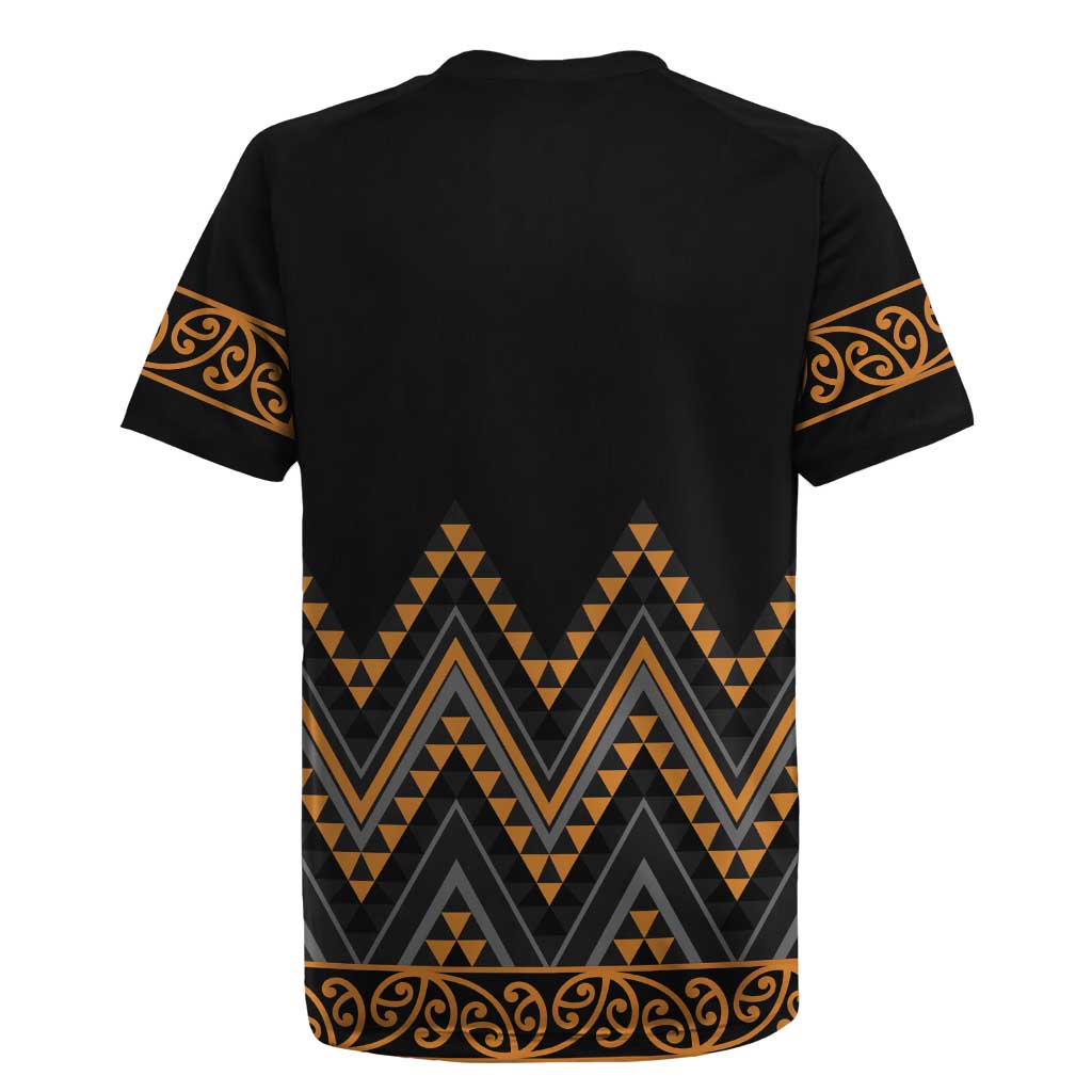 Gold Aotearoa Mangopare Kowhaiwhai and Niho Taniwha Rugby Jersey Maori New Zealand LT14 - Polynesian Pride