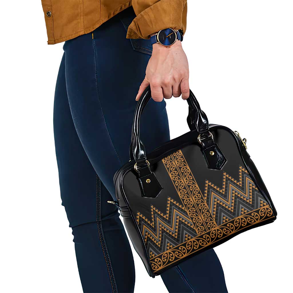 Gold Aotearoa Mangopare Kowhaiwhai and Niho Taniwha Shoulder Handbag Maori New Zealand LT14 - Polynesian Pride