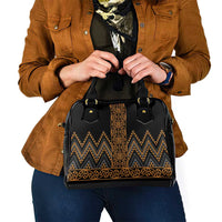 Gold Aotearoa Mangopare Kowhaiwhai and Niho Taniwha Shoulder Handbag Maori New Zealand LT14 - Polynesian Pride