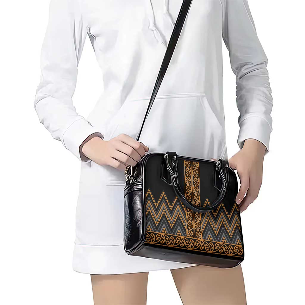 Gold Aotearoa Mangopare Kowhaiwhai and Niho Taniwha Shoulder Handbag Maori New Zealand LT14 - Polynesian Pride