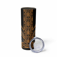 Gold Aotearoa Mangopare Kowhaiwhai and Niho Taniwha Skinny Tumbler Maori New Zealand LT14 - Polynesian Pride