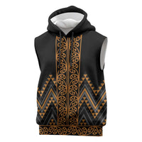 Gold Aotearoa Mangopare Kowhaiwhai Niho Taniwha Sleeveless Hoodie Maori New Zealand LT14 Gold - Polynesian Pride