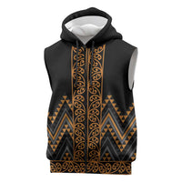 Gold Aotearoa Mangopare Kowhaiwhai Niho Taniwha Sleeveless Zip Hoodie Maori New Zealand LT14 Gold - Polynesian Pride