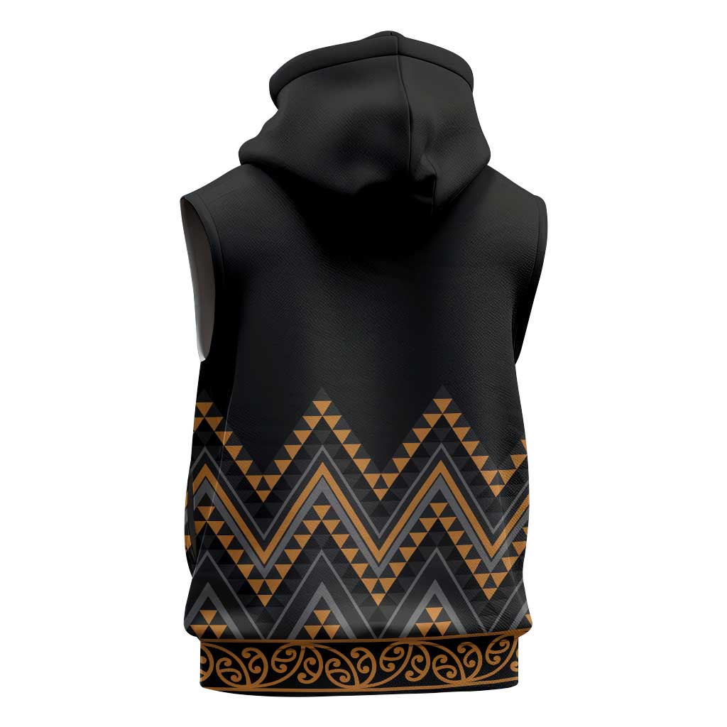 Gold Aotearoa Mangopare Kowhaiwhai Niho Taniwha Sleeveless Zip Hoodie Maori New Zealand LT14 - Polynesian Pride