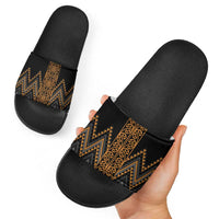 Gold Aotearoa Mangopare Kowhaiwhai Niho Taniwha Slide Sandals Maori New Zealand LT14 - Polynesian Pride