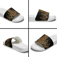 Gold Aotearoa Mangopare Kowhaiwhai Niho Taniwha Slide Sandals Maori New Zealand LT14 - Polynesian Pride