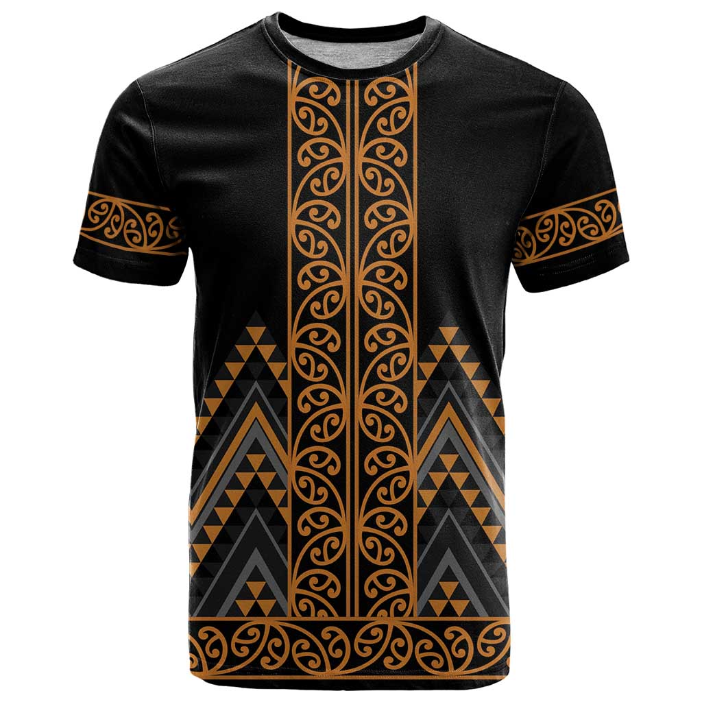 Gold Aotearoa Mangopare Kowhaiwhai and Niho Taniwha T Shirt Maori New Zealand LT14 Gold - Polynesian Pride