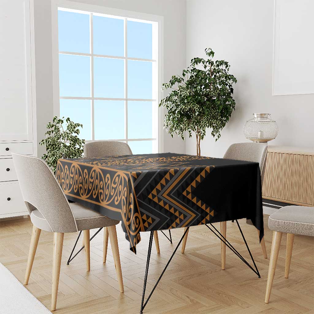 Gold Aotearoa Mangopare Kowhaiwhai and Niho Taniwha Tablecloth Maori New Zealand LT14 - Polynesian Pride