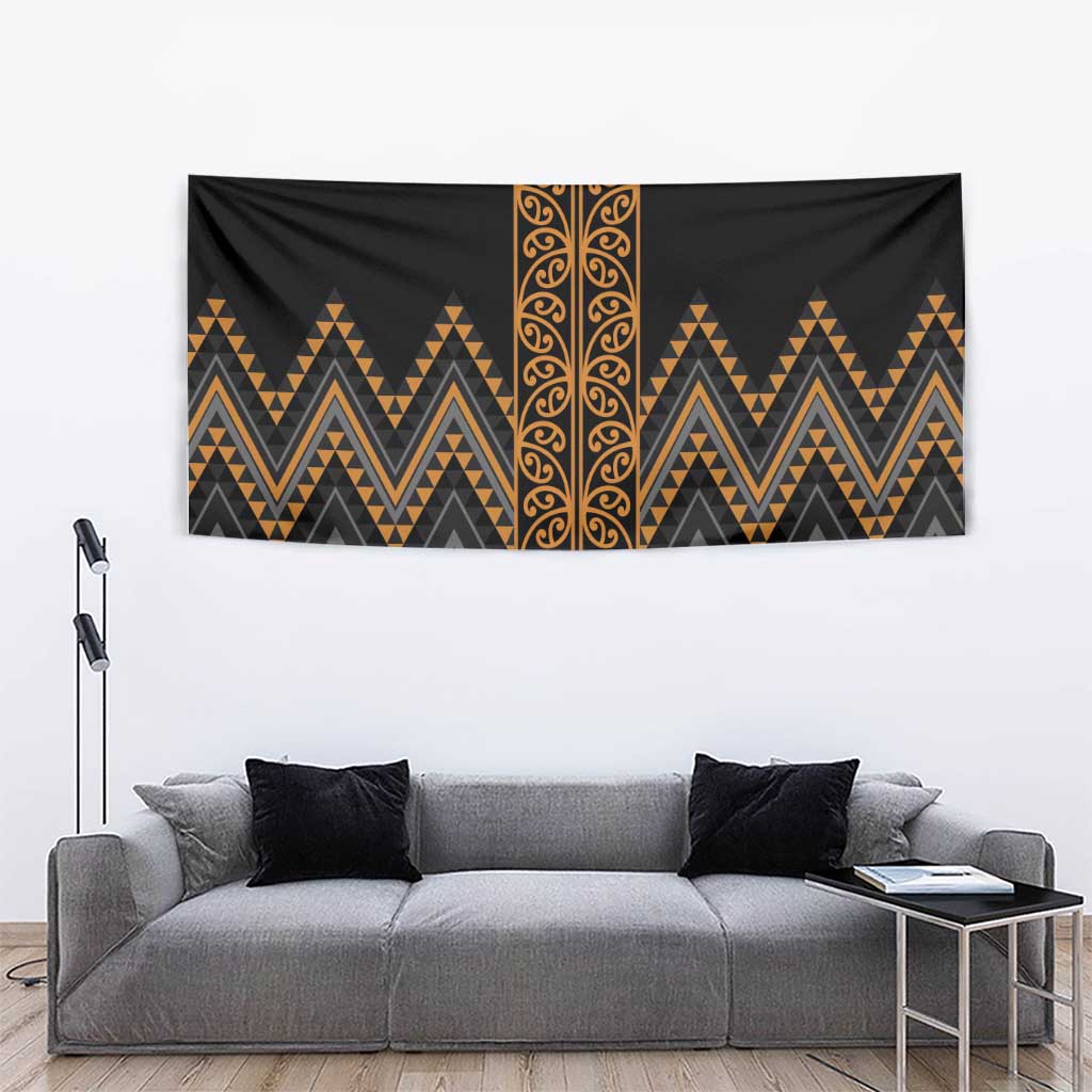 Gold Aotearoa Mangopare Kowhaiwhai and Niho Taniwha Tapestry Maori New Zealand LT14 - Polynesian Pride