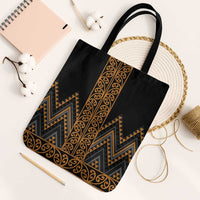 Gold Aotearoa Mangopare Kowhaiwhai Niho Taniwha Tote Bag Maori New Zealand LT14 Black Strap One Size Gold - Polynesian Pride