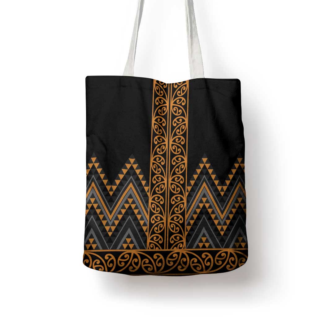 Gold Aotearoa Mangopare Kowhaiwhai Niho Taniwha Tote Bag Maori New Zealand LT14 - Polynesian Pride