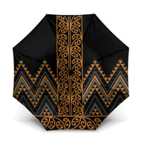 Gold Aotearoa Mangopare Kowhaiwhai Niho Taniwha Umbrella Maori New Zealand LT14 One Size Folded 11.42 inch Opened Diameter 37.4 inch Gold - Polynesian Pride