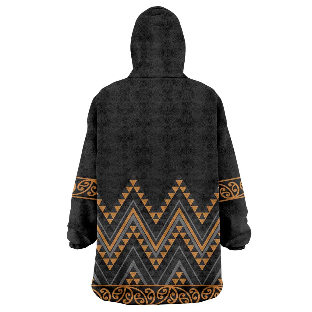 Gold Aotearoa Mangopare Kowhaiwhai and Niho Taniwha Wearable Blanket Hoodie Maori New Zealand LT14 - Polynesian Pride