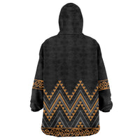 Gold Aotearoa Mangopare Kowhaiwhai and Niho Taniwha Wearable Blanket Hoodie Maori New Zealand LT14 - Polynesian Pride