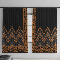 Gold Aotearoa Mangopare Kowhaiwhai and Niho Taniwha Window Curtain Maori New Zealand LT14 With Hooks Gold - Polynesian Pride