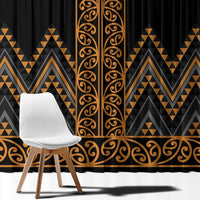 Gold Aotearoa Mangopare Kowhaiwhai and Niho Taniwha Window Curtain Maori New Zealand LT14 - Polynesian Pride